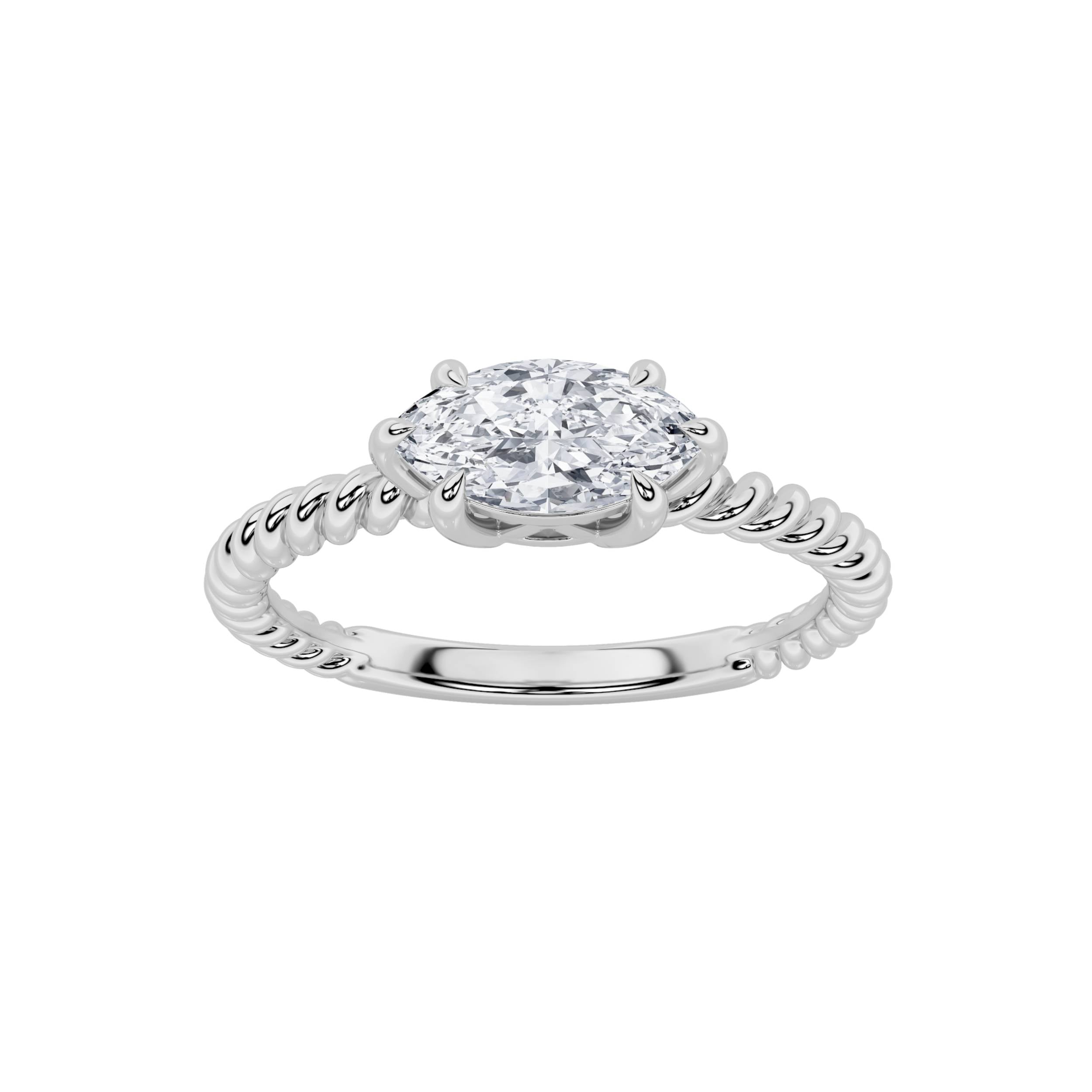 0.5CTW Marquise Shaped Lab Grown Diamond (F/VS) Petite Solitaire Engagement RING in 14K Gold