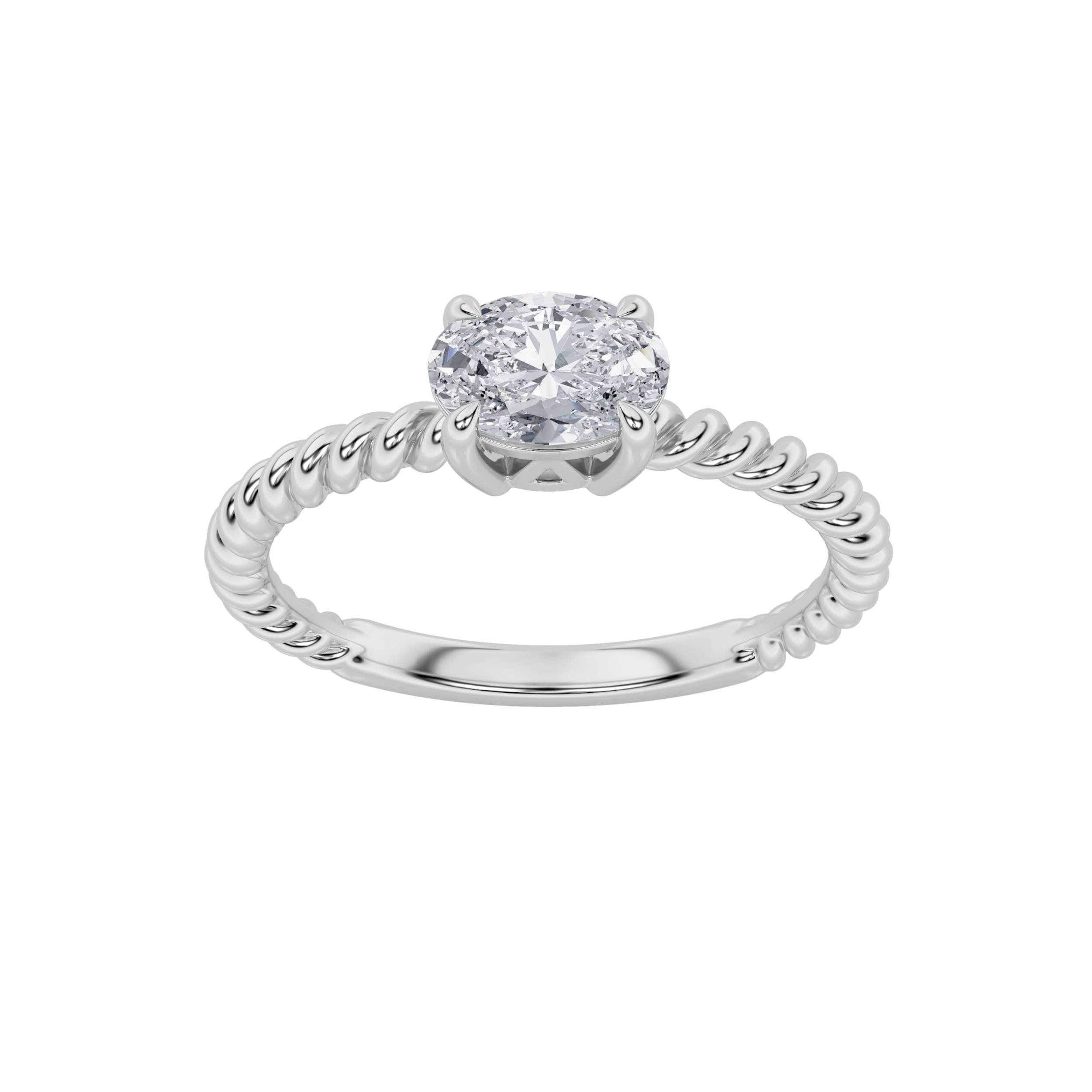 0.5CTW Oval Shaped Lab Grown Diamond (F/VS) Petite Solitaire Engagement RING in 14K Gold