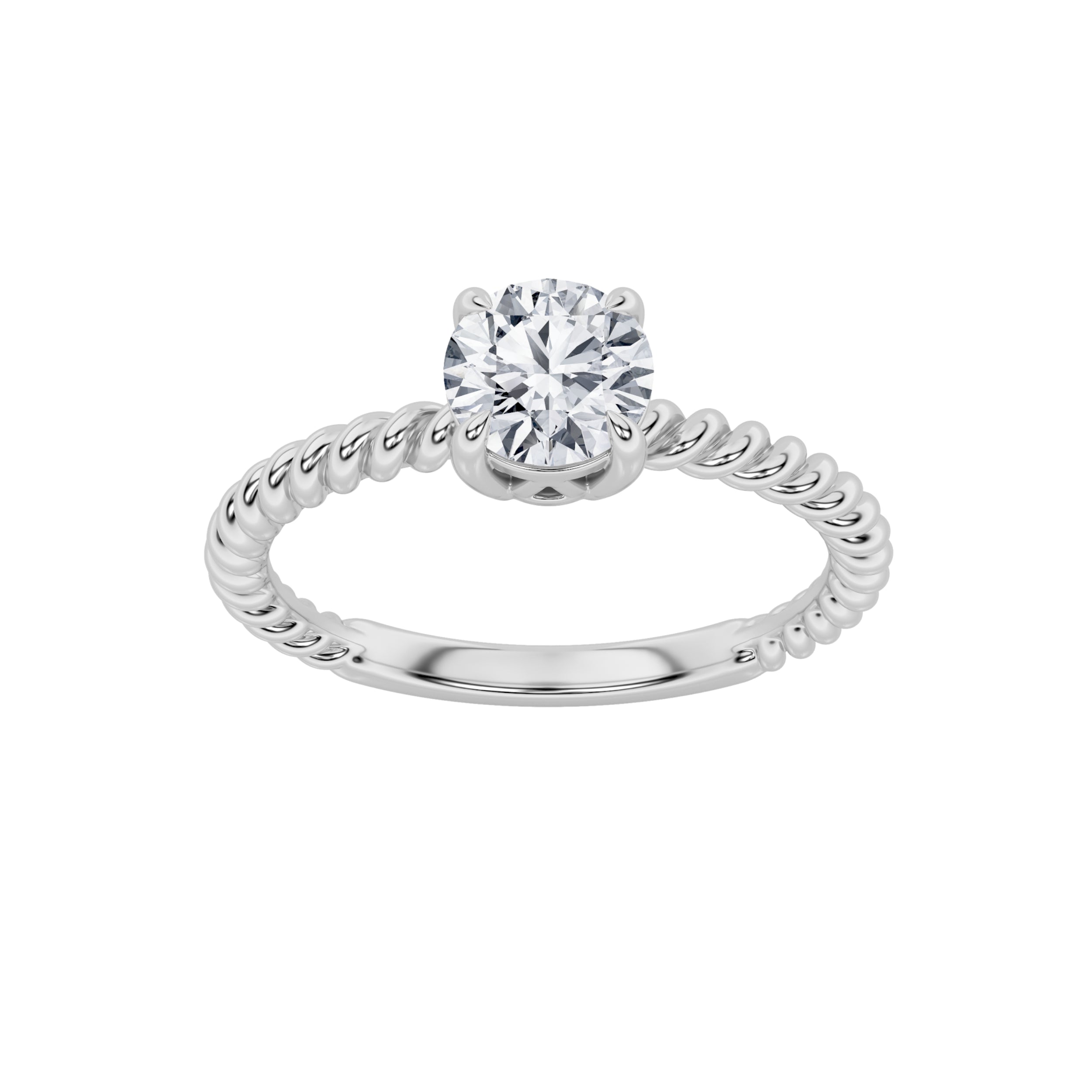 0.5CTW Round Shaped Lab Grown Diamond (F/VS) Solitaire Engagement Ring in 14K Gold