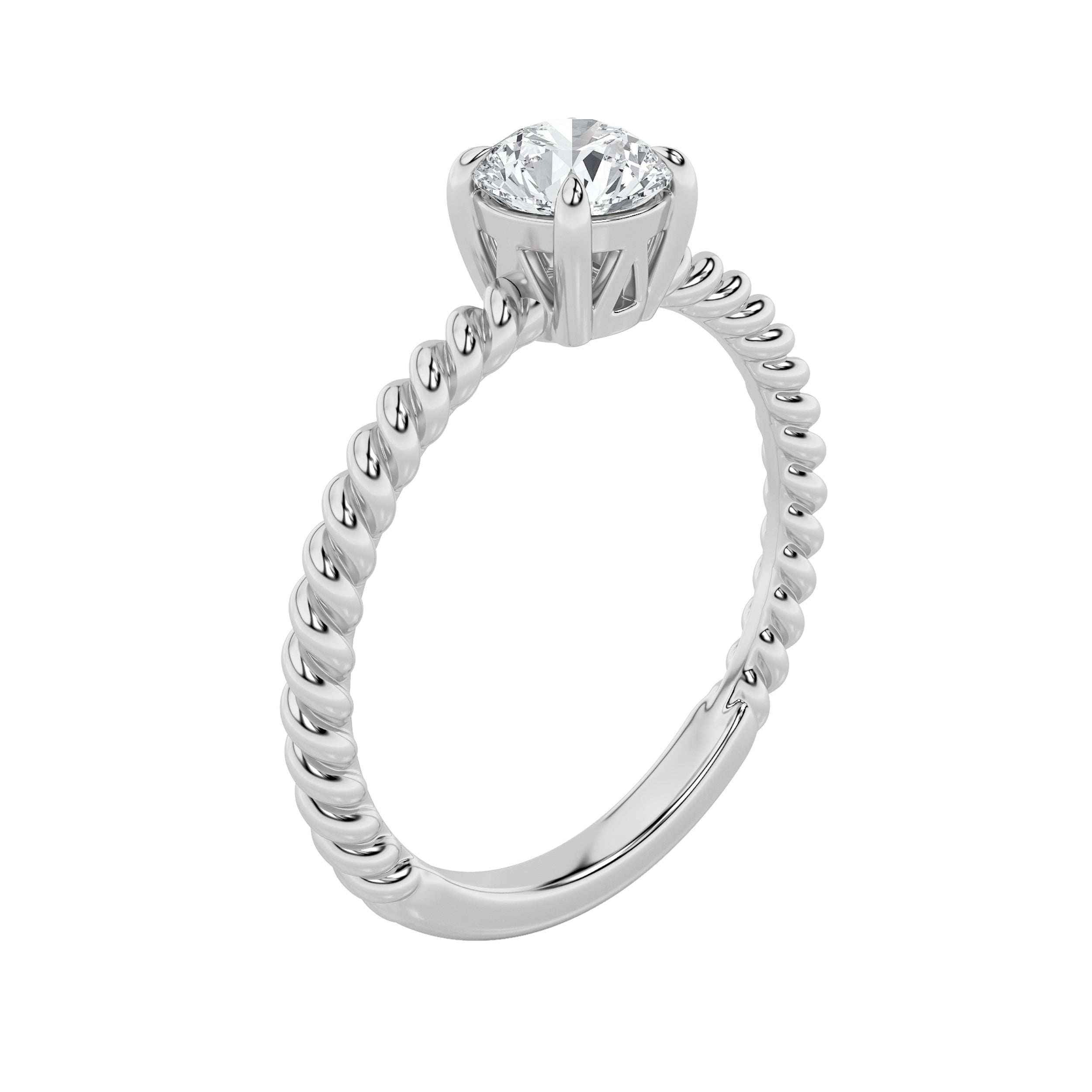 0.5CTW Round Shaped Lab Grown Diamond (F/VS) Solitaire Engagement Ring in 14K Gold