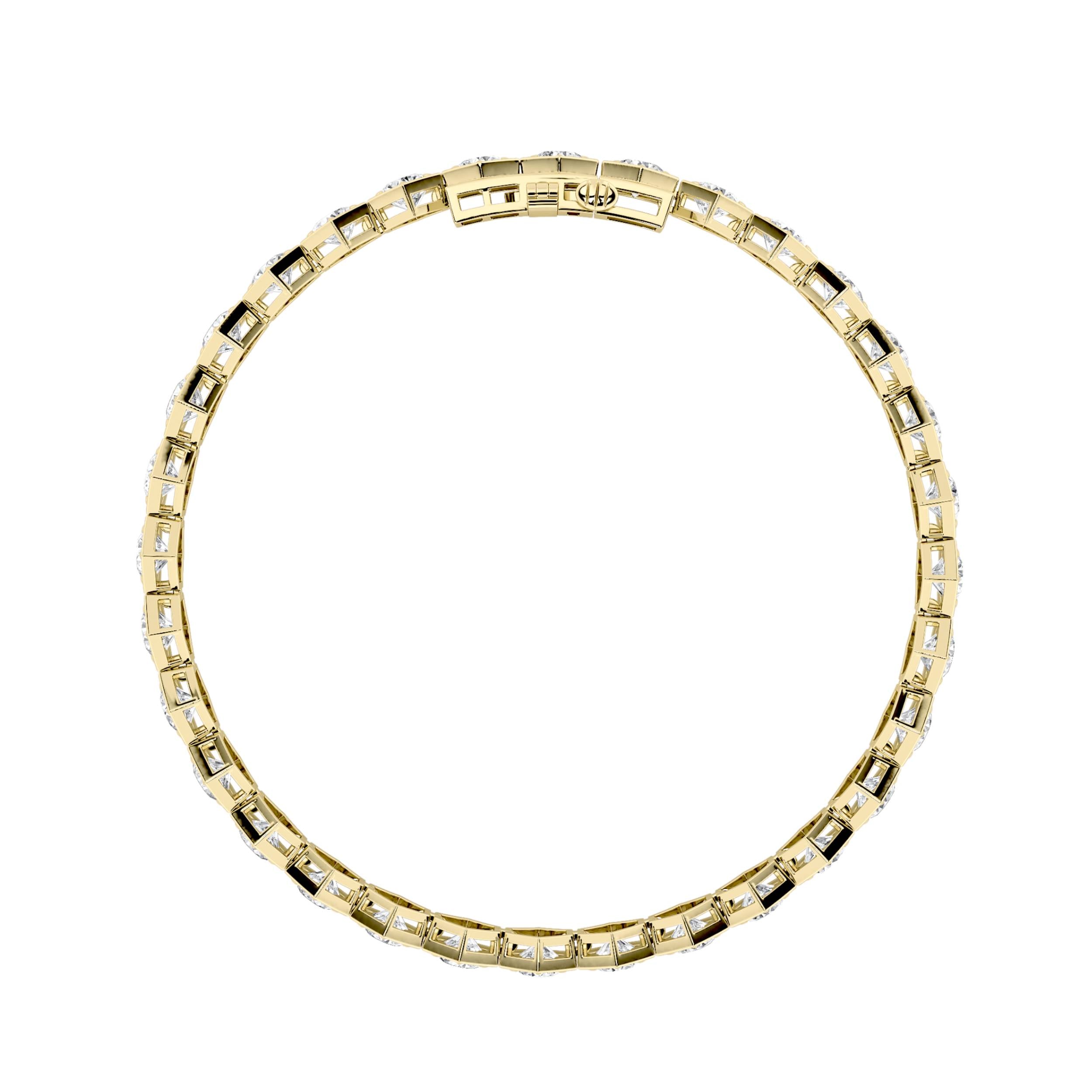10CTW Round Shaped Lab Grown Diamond (F/VS) Bracelet in 14K Gold