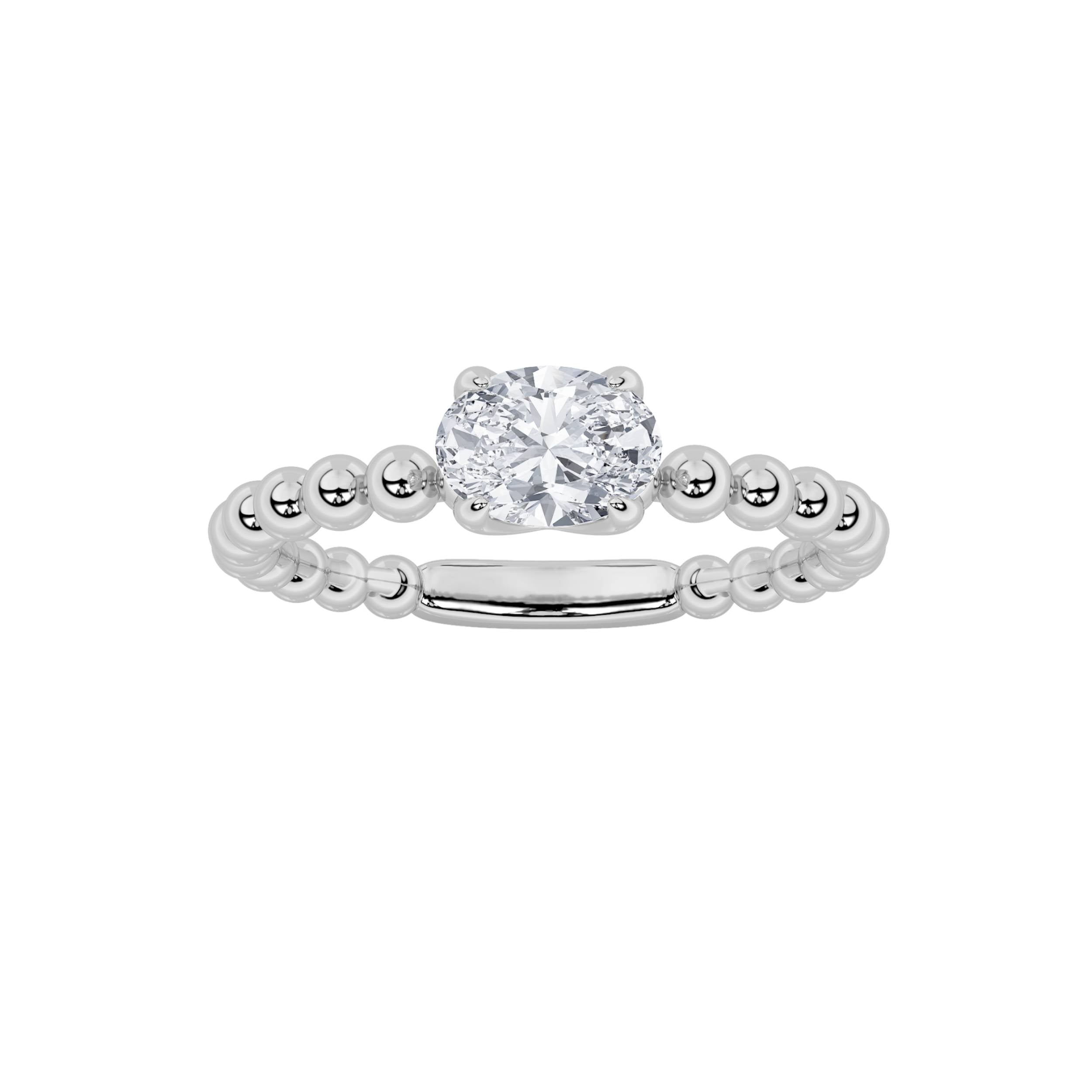 0.5CTW Oval Shaped Lab Grown Diamond (F/VS) Petite Solitaire Engagement Ring in 14K Gold