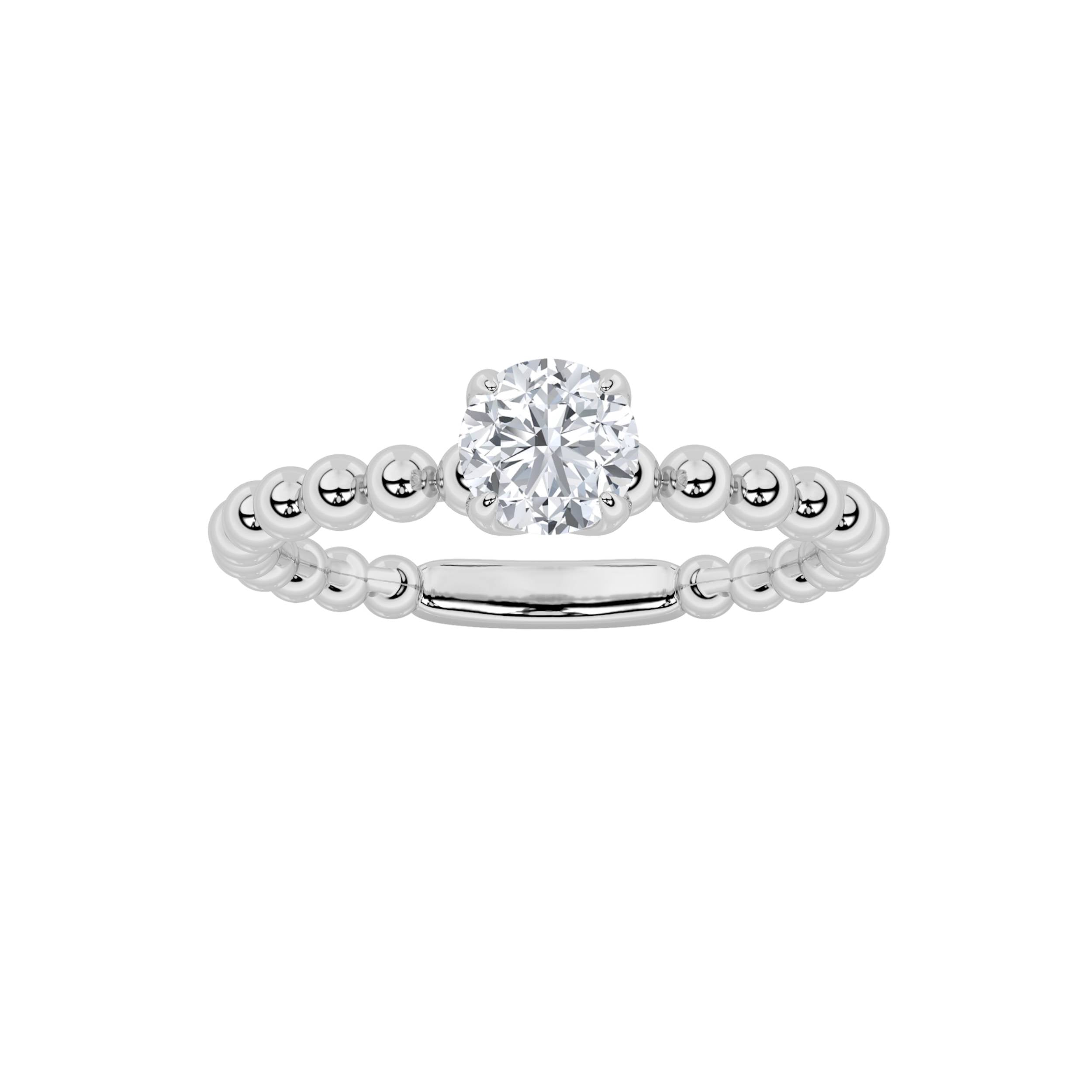 0.5CTW Round Shaped Lab Grown Diamond (F/VS) Petite Solitaire Engagement Ring in 14K Gold