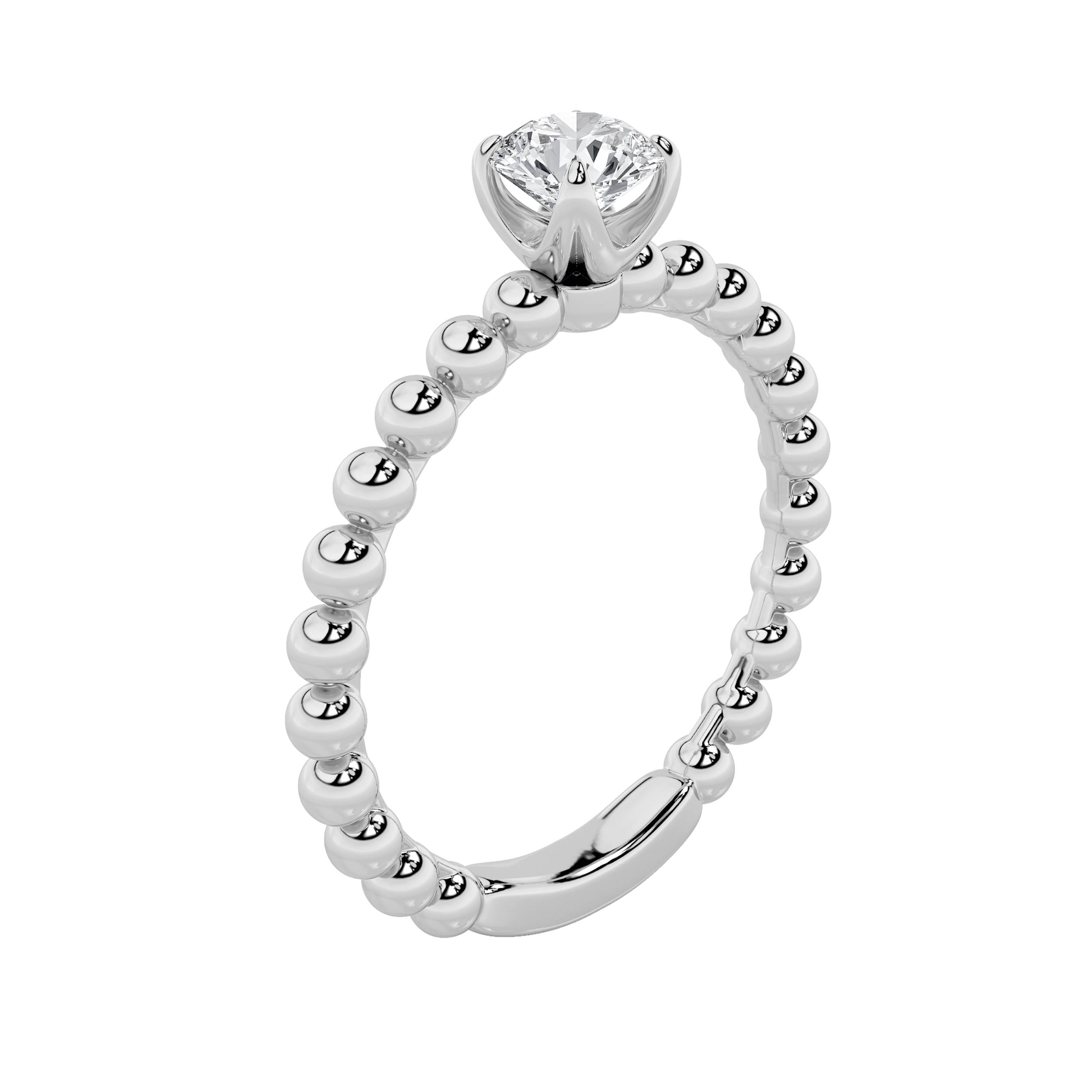 0.5CTW Round Shaped Lab Grown Diamond (F/VS) Petite Solitaire Engagement Ring in 14K Gold