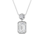 1CTW Emerald Shaped Lab Grown Diamond (F/VS) Toi et Moi Fashiion Pendant in 14K Gold