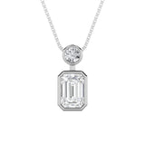 1CTW Emerald Shaped Lab Grown Diamond (F/VS) Toi et Moi Fashiion Pendant in 14K Gold