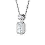 1CTW Emerald Shaped Lab Grown Diamond (F/VS) Toi et Moi Fashiion Pendant in 14K Gold
