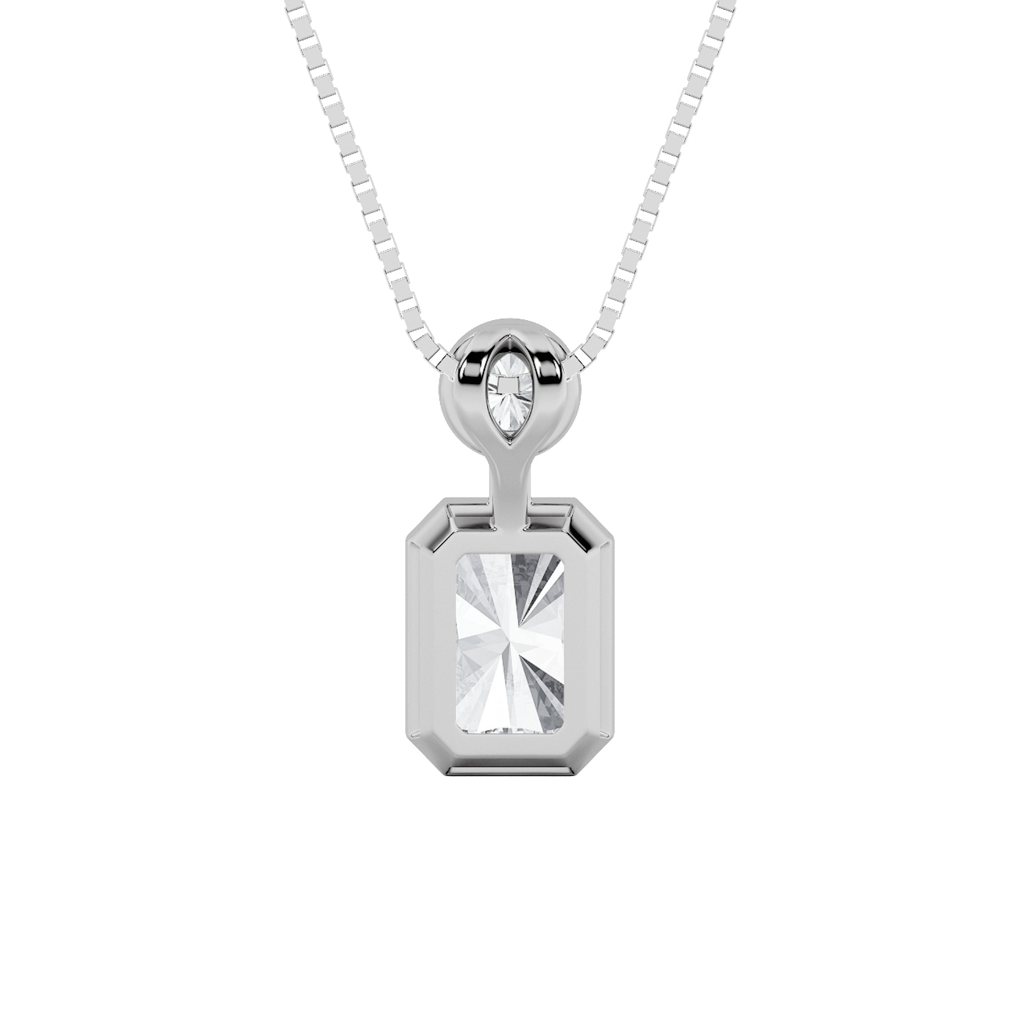 1CTW Emerald Shaped Lab Grown Diamond (F/VS) Toi et Moi Fashiion Pendant in 14K Gold