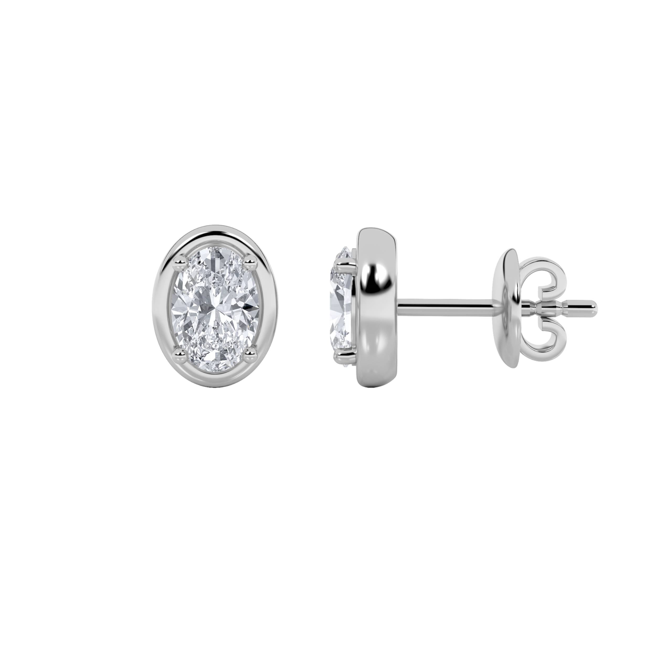2CTW Oval Shaped Lab Grown Diamond (F/VS) Stud Earrings in 14K Gold