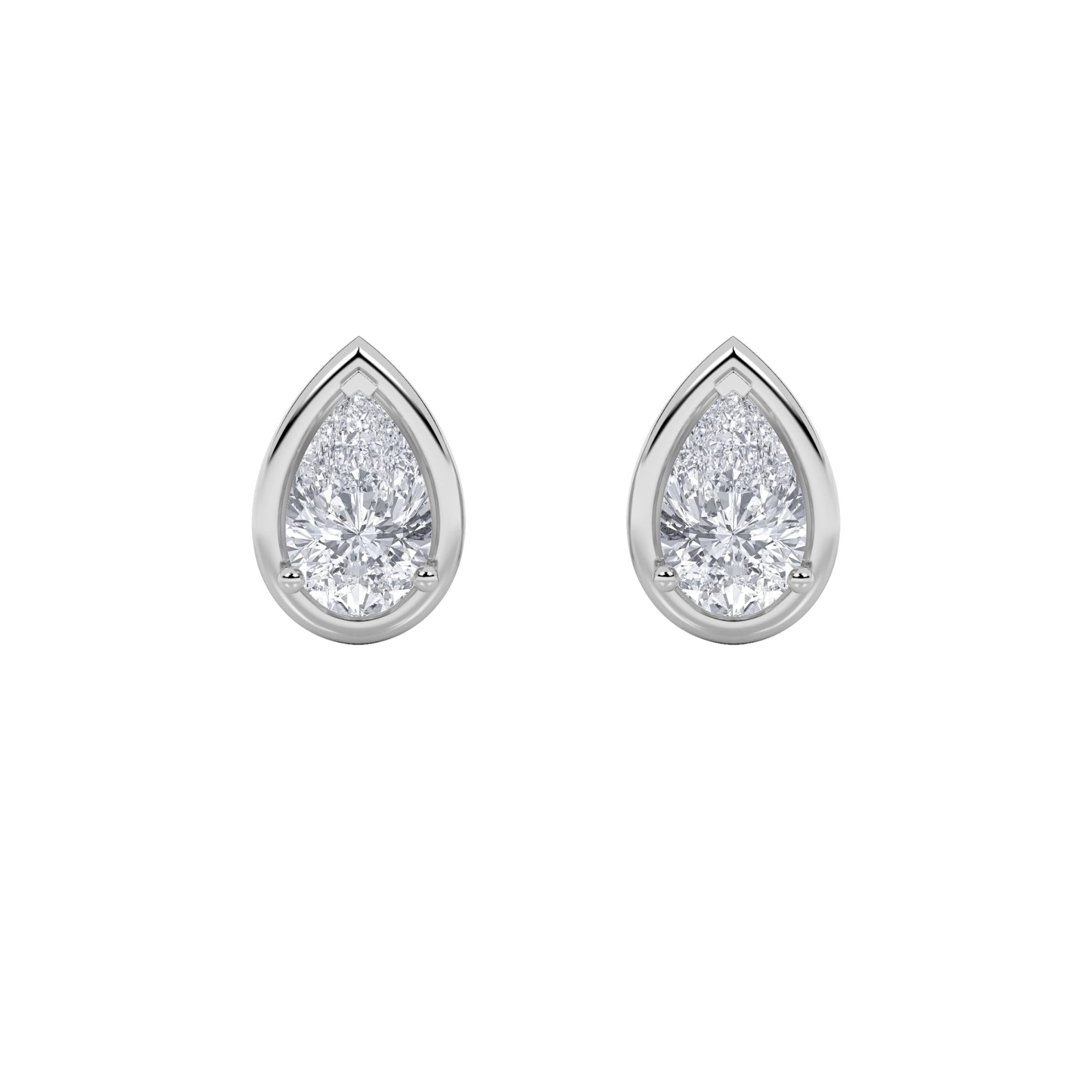 2CTW Pear Shaped Lab Grown Diamond (F/VS) Stud Earrings in 14K Gold