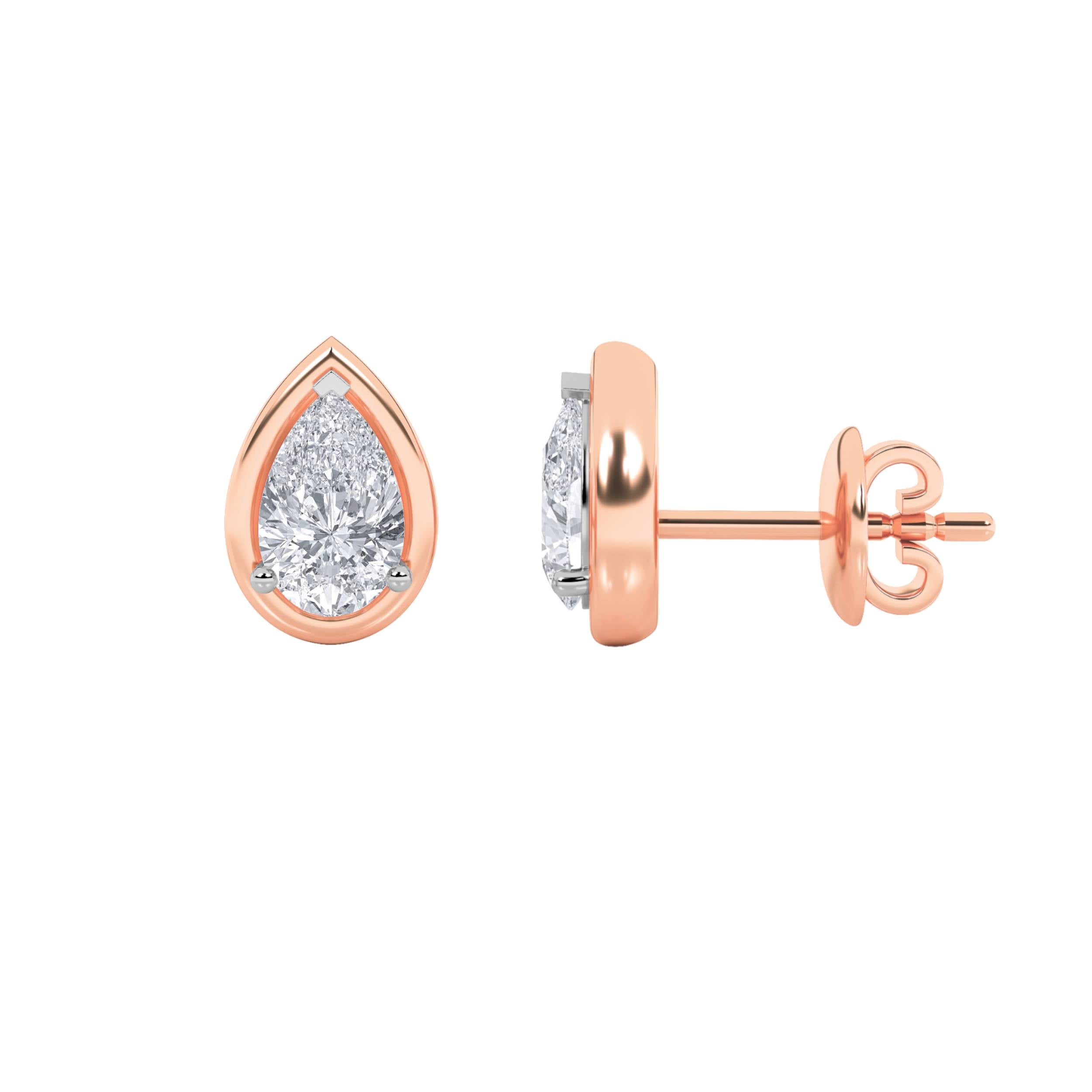 2CTW Pear Shaped Lab Grown Diamond (F/VS) Stud Earrings in 14K Gold