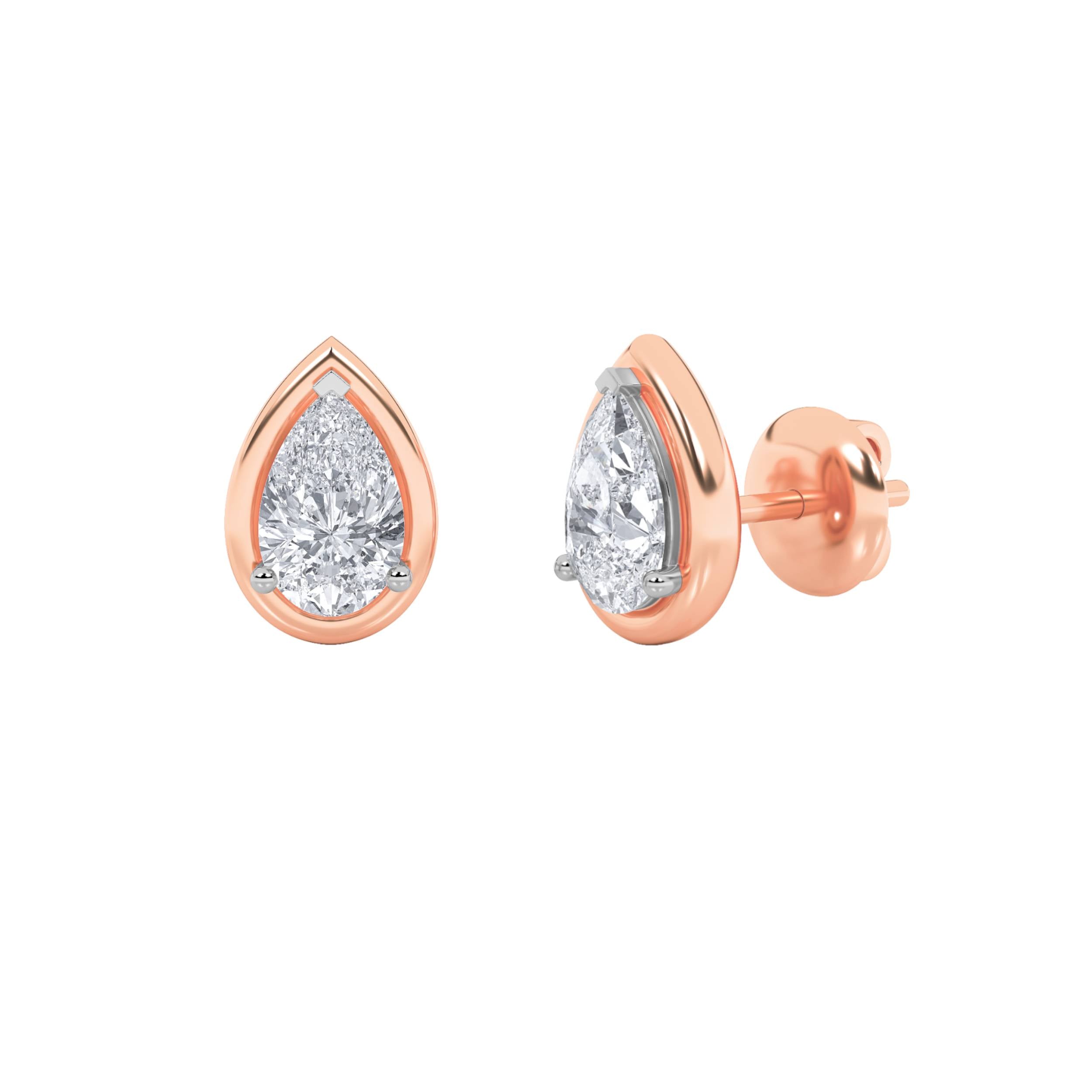 2CTW Pear Shaped Lab Grown Diamond (F/VS) Stud Earrings in 14K Gold