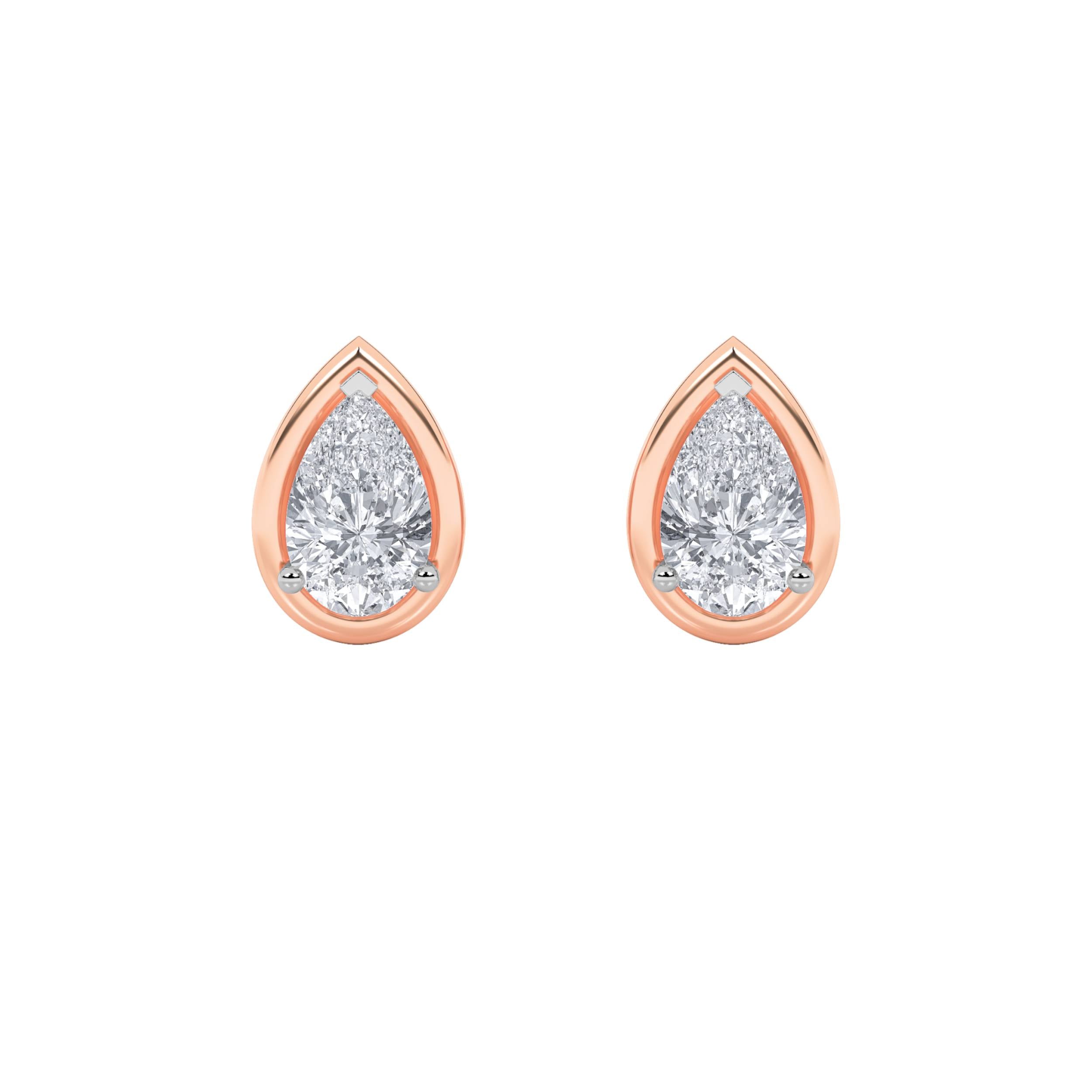 2CTW Pear Shaped Lab Grown Diamond (F/VS) Stud Earrings in 14K Gold