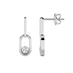 0.5CTW Round Shaped Lab Grown Diamond (F/VS) Bezel Set Paperclip Dangle Earrings in 14K Gold