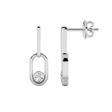 0.5CTW Round Shaped Lab Grown Diamond (F/VS) Bezel Set Paperclip Dangle Earrings in 14K Gold