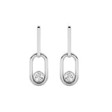 0.5CTW Round Shaped Lab Grown Diamond (F/VS) Bezel Set Paperclip Dangle Earrings in 14K Gold