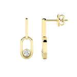 0.5CTW Round Shaped Lab Grown Diamond (F/VS) Bezel Set Paperclip Dangle Earrings in 14K Gold