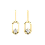 0.5CTW Round Shaped Lab Grown Diamond (F/VS) Bezel Set Paperclip Dangle Earrings in 14K Gold