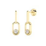0.5CTW Round Shaped Lab Grown Diamond (F/VS) Bezel Set Paperclip Dangle Earrings in 14K Gold