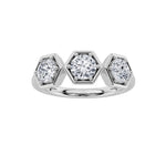 1CTW Round Shaped Lab Grown Diamond (F/VS) Three Stone Ring in 14K Gold