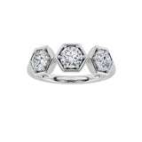 1CTW Round Shaped Lab Grown Diamond (F/VS) Three Stone Ring in 14K Gold
