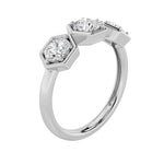1CTW Round Shaped Lab Grown Diamond (F/VS) Three Stone Ring in 14K Gold