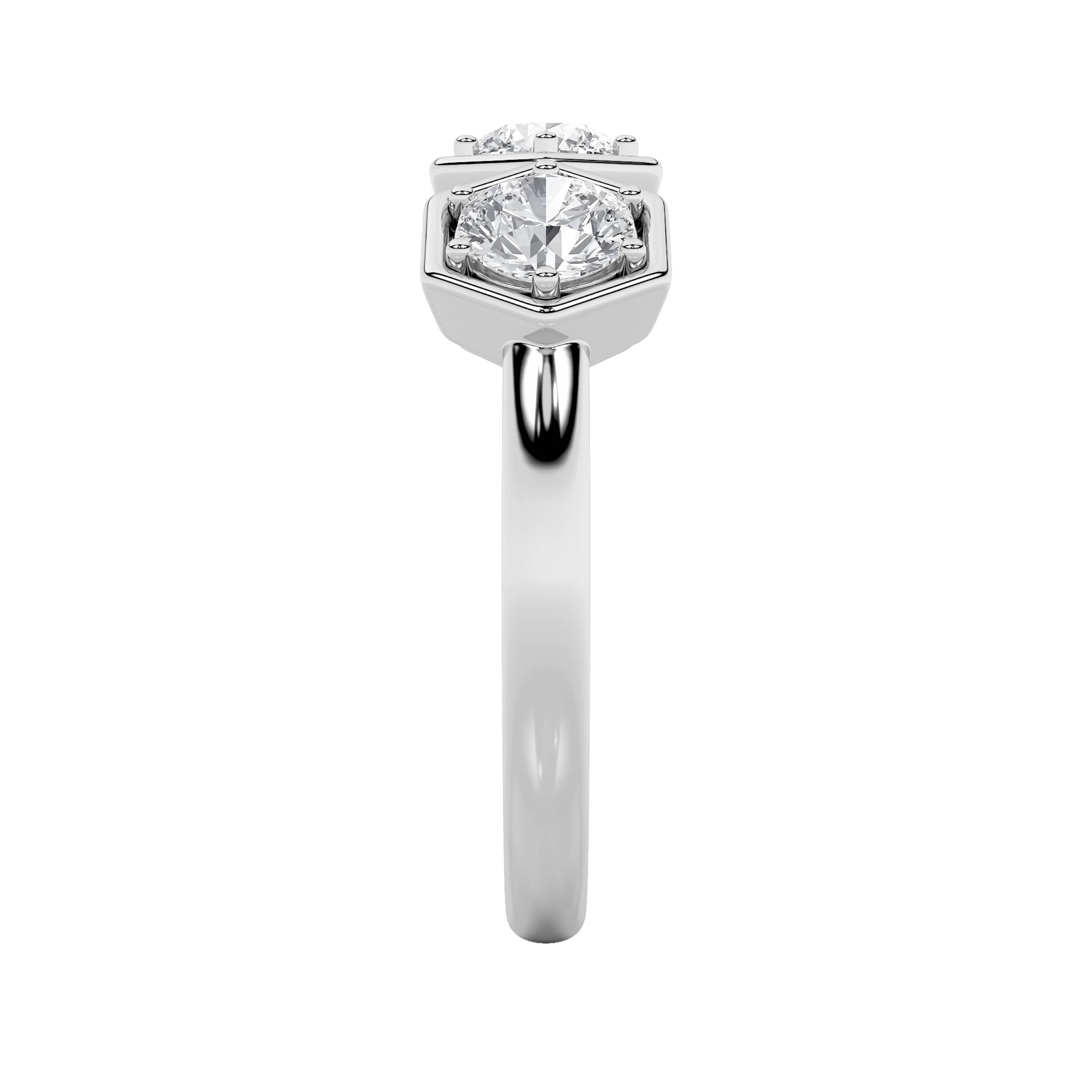 1CTW Round Shaped Lab Grown Diamond (F/VS) Three Stone Ring in 14K Gold