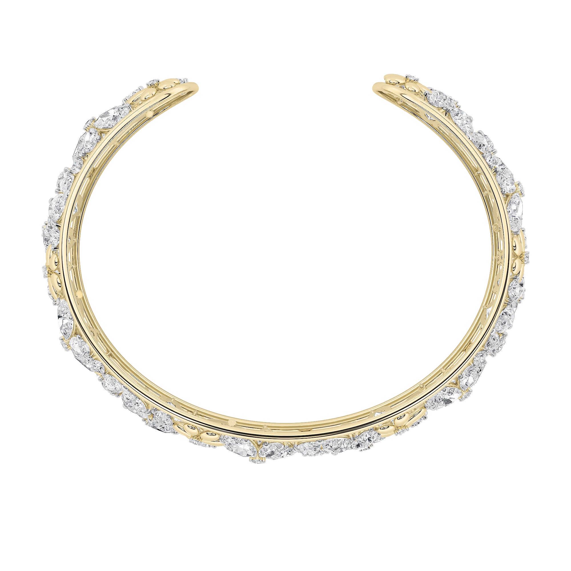 23.5CTW Mix Shaped Lab Grown Diamond (F/VS) Fancy Flower Bracelet in 14K Gold