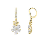3.25CTW Pear Shaped Lab Grown Diamond (F/VS) Fancy Flower Earrings in 14K Gold