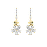 3.25CTW Pear Shaped Lab Grown Diamond (F/VS) Fancy Flower Earrings in 14K Gold