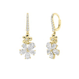 3.25CTW Pear Shaped Lab Grown Diamond (F/VS) Fancy Flower Earrings in 14K Gold