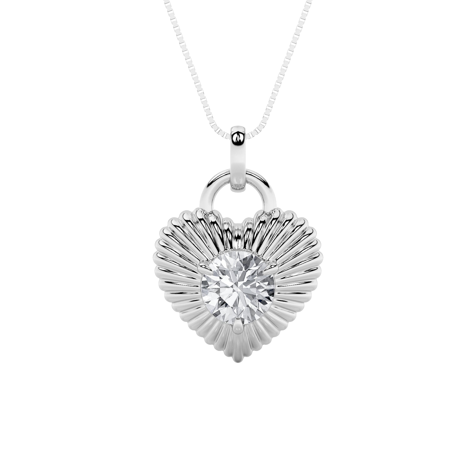 1.5CTW Round Shaped Lab Grown Diamond (F/VS) Heart Shaped Pendant in 14K Gold