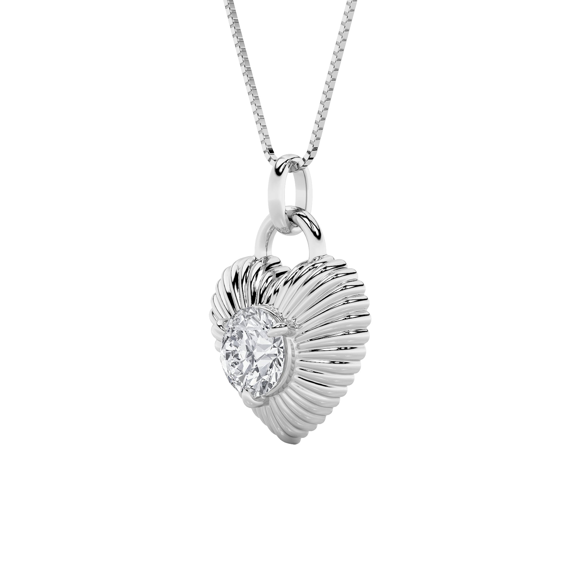 1.5CTW Round Shaped Lab Grown Diamond (F/VS) Heart Shaped Pendant in 14K Gold