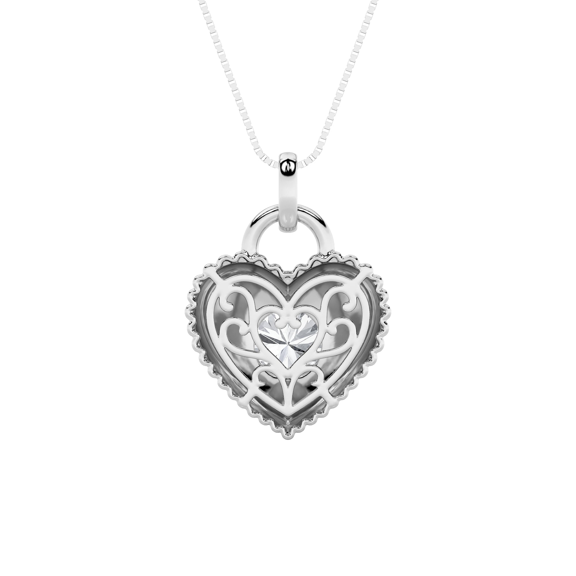 1.5CTW Round Shaped Lab Grown Diamond (F/VS) Heart Shaped Pendant in 14K Gold