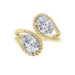 2CTW Oval Shaped Lab Grown Diamond (F/VS) Toi et Moi Fashiion Ring in 14K Gold