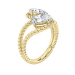 2CTW Oval Shaped Lab Grown Diamond (F/VS) Toi et Moi Fashiion Ring in 14K Gold