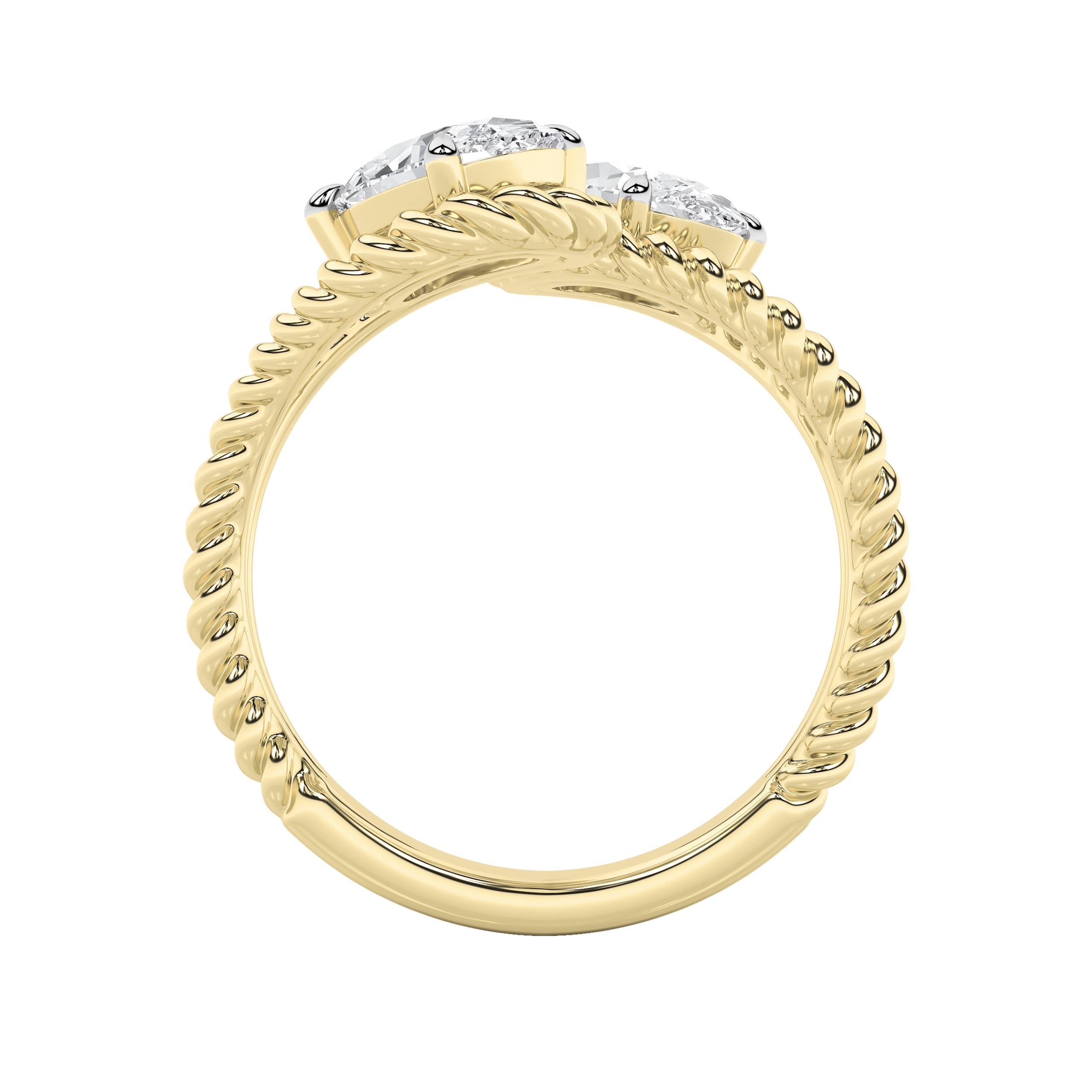 2CTW Oval Shaped Lab Grown Diamond (F/VS) Toi et Moi Fashiion Ring in 14K Gold