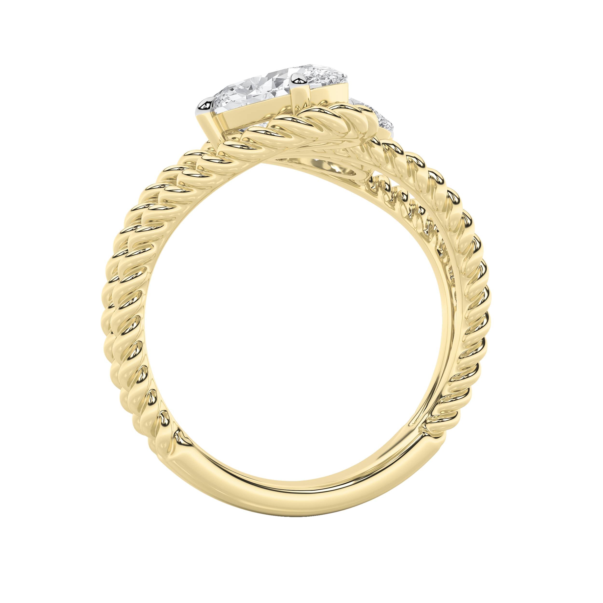 2CTW Oval Shaped Lab Grown Diamond (F/VS) Toi et Moi Fashiion Ring in 14K Gold