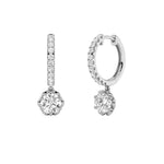 2.5CTW Round Shaped Lab Grown Diamond (F/VS) Dangle Hoop Earrings in 14K Gold