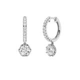 2.5CTW Round Shaped Lab Grown Diamond (F/VS) Dangle Hoop Earrings in 14K Gold