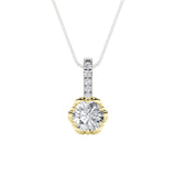1.5CTW Round Shaped Lab Grown Diamond (F/VS) Two Tone  Pendant in 14K Gold