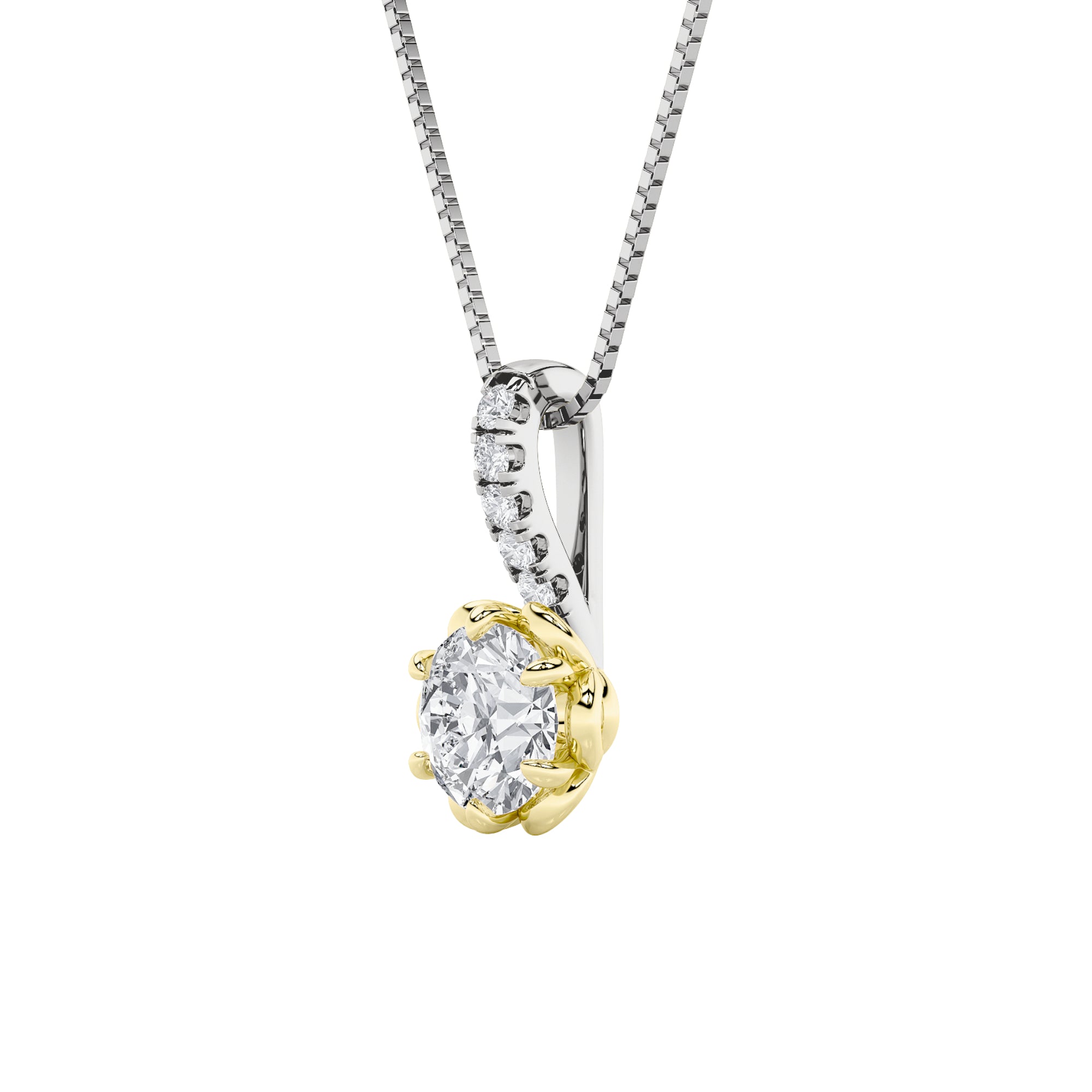 1.5CTW Round Shaped Lab Grown Diamond (F/VS) Two Tone  Pendant in 14K Gold