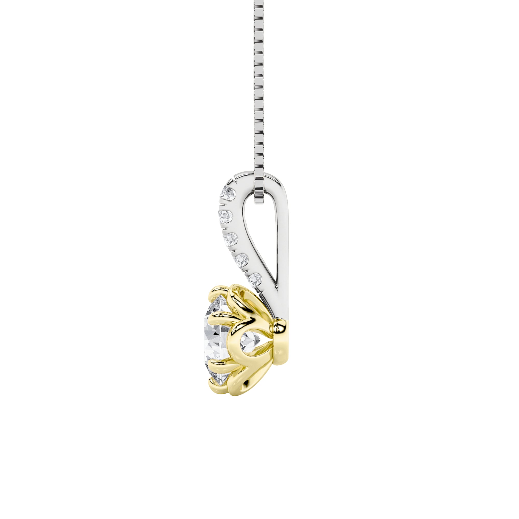 1.5CTW Round Shaped Lab Grown Diamond (F/VS) Two Tone  Pendant in 14K Gold