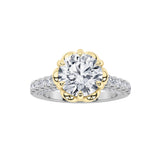2.5CTW Round Shaped Lab Grown Diamond (F/VS) Two Tone Solitaire Engagement Ring in 14K Gold