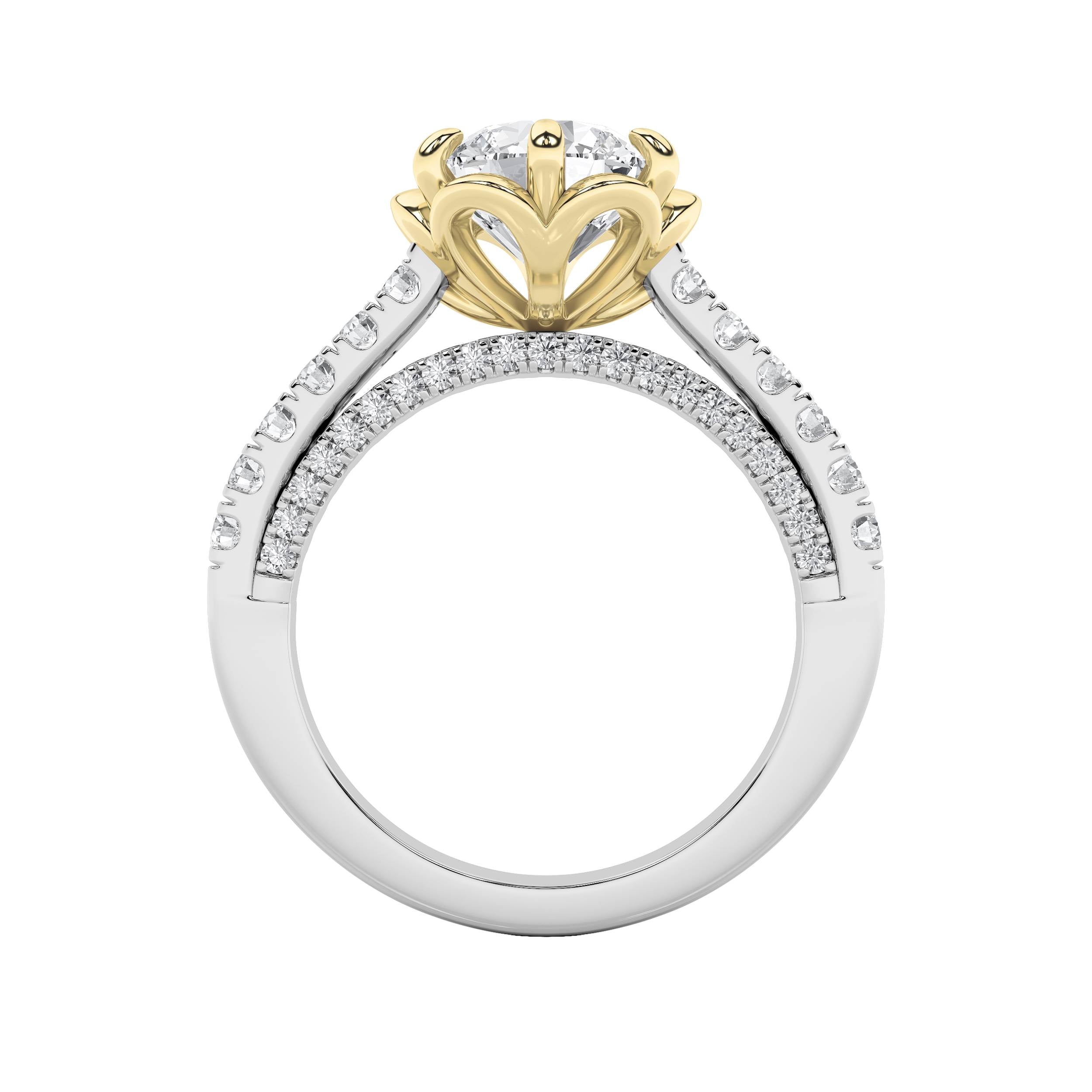 2.5CTW Round Shaped Lab Grown Diamond (F/VS) Two Tone Solitaire Engagement Ring in 14K Gold
