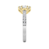 2.5CTW Round Shaped Lab Grown Diamond (F/VS) Two Tone Solitaire Engagement Ring in 14K Gold