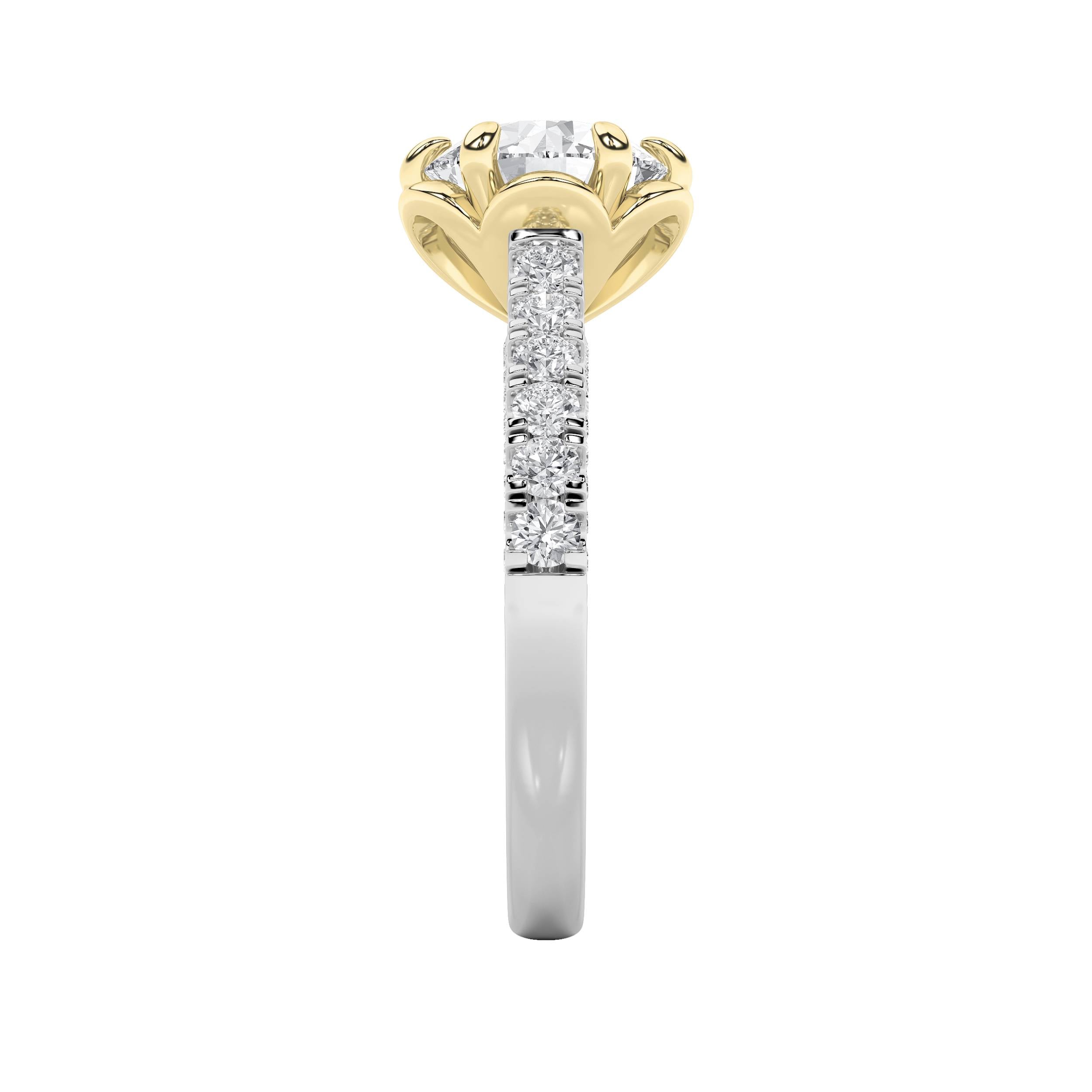 2.5CTW Round Shaped Lab Grown Diamond (F/VS) Two Tone Solitaire Engagement Ring in 14K Gold