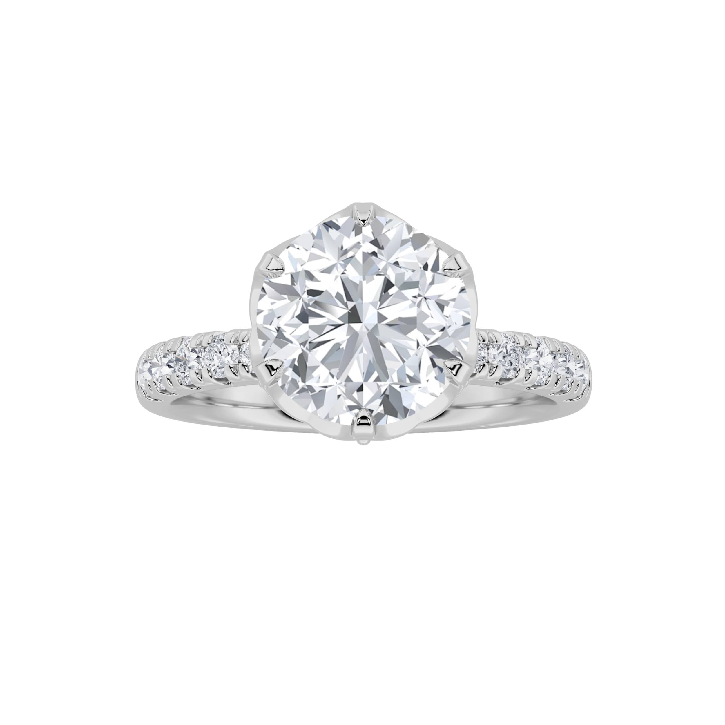 2CTW Round Shaped Lab Grown Diamond (F/VS) Solitaire Engagement Ring in 14K Gold