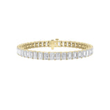 10CTW Emerald Shaped Lab Grown Diamond (F/VS) Bracelet in 14K Gold