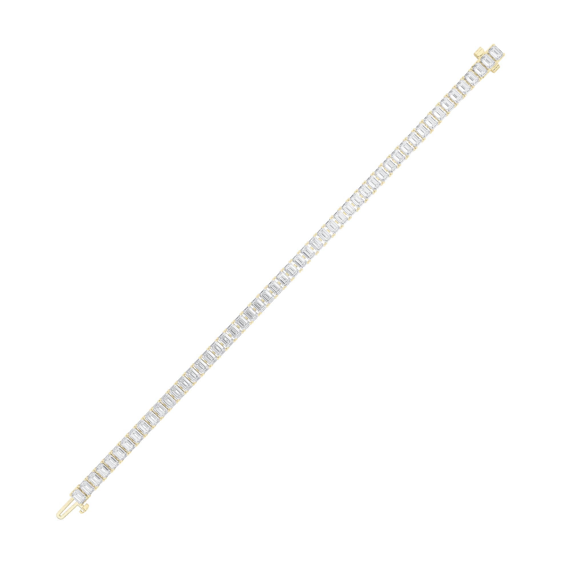 10CTW Emerald Shaped Lab Grown Diamond (F/VS) Bracelet in 14K Gold